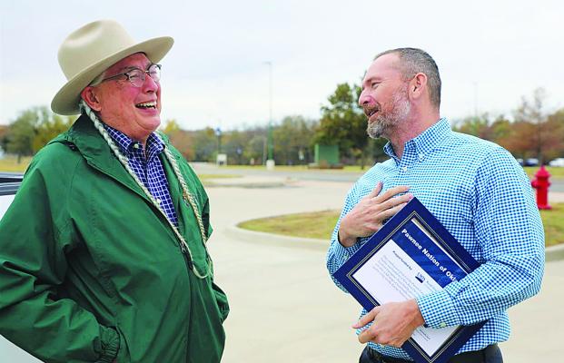 Former Pawnee Nation President Walter EchoHawk (left) and Kenneth Corn, State Director USDA Rural Development. Contributed Photo