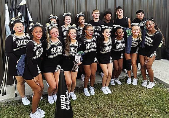 Hugo Buffalo cheerleaders competed in the State tournament recently. They include: Charlie Cooper, Amorah Bruce, Bentley Harvison, Paige Greer, Breonna Cochnauer, Lilly Parker, Sydnei Sams, Neveah Webster, Jamari Scroggins, Sam Perez, Sha’Mya Cooper, Ali Johnson, Liv Ketchum, Zaven Siniga, Braden Parks, Brooklyn Houser, Jakya Johnson, Khloe Hughes.