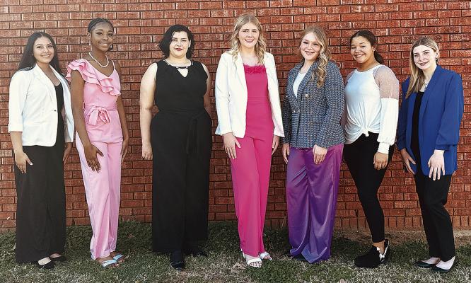 Competing for Miss Boswell High (l to r) are: Jimena Avalos, Rhyanna Williams, Emily Garrison, Chloe Pardue, Rilee Ribera, Breah Williams and Addy Testerman.