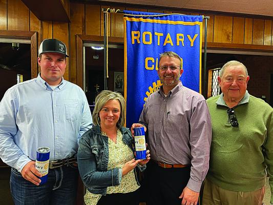 Kooney Duncan (center-right) was the guest speaker recently at the Hugo Rotary Club meeting. As CEO of Choctaw Electric Cooperative, he gave the group updates on growth in southeast Oklahoma and how CEC has addressed the challenges and opportunities it brings. He is pictured here (l-r) with CEC Board Member Jackson Ferguson, Club Treasurer Amy White and Rotarian Bruce Akard.