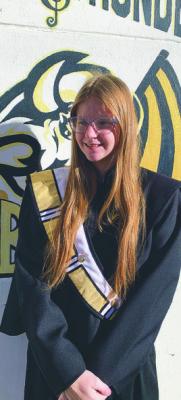 Hugo Band Student of the Week is Jade Hale, who is a junior at Hugo High School. She has been in band for five years. She plays the clarinet. What she likes most about being a member of the Herd of Thunder is it allows her to express herself in music and gives her memories that will last a lifetime. In her spare time, she likes to read and color.