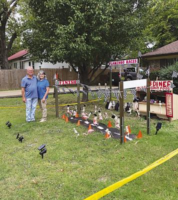 Iris Garden Club’s Yard of the Month was Danny and Tavana Brown. Their fall/ halloween display won the award.