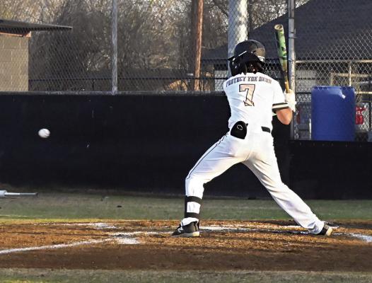 MALIKI GILLEAN has been one of the Hugo Buffaloes’ most prolific hitters in the current season. He is tied with Jayka Santillan (below) for slugging honors with two home runs for the Buffaloes. He also has a .280 batting average with a .486 OBP rating which leads the team. Santillan (below) has also been a consistant hitter for the Buffaloes and currently leads the team with a .388 batting average and a commanding .475 OBP. Hugo News Photo / Stan Stamper