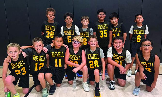 THESE YOUNG BOSWELL SCORPIONS brought home some tournament hardware over the weekend with the Consolation Tournament trophy from the Caddo Tournament. Team members pictured include: (top, l-r) Graeson Owens, Oscar Rubio, Nash Jones, Kruz Pantoja, Samual Rubio and Liam Rubio. (Front, l-r) Brantley Westmoreland, Jaxon Pierce, Dash Lemmons, River Bishop, JJ Irwin, Aceson Simes and Carlos Correa. The team is coached by McKlaine Marquez.