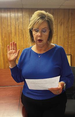 Dama McLemore took the oath of office as a new Board of Education member of Hugo Public Schools on April 2. She will begin her term at the April 14 board meeting.