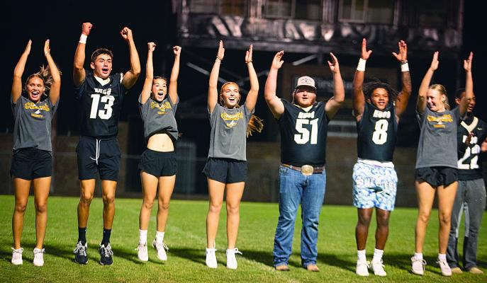 HUGO BUFFALO spirit and community support was on display last week during their open “bye” week. Coaches, players, cheer squad and band showcased a big night of pride and fundraising that provided additional funds to the program now under Head Coach Scott Schier. The Buffaloes are on the road this Friday at Dickson, and open District play the following week at Heavener before returning home Oct. 3 to take on Bethel. Hugo News Photo / Kelli Stacy