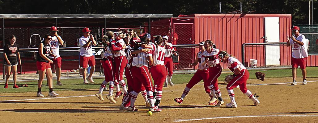 SOPER’S LADY RED BEARS were jubilant after their big Regional Championship victory last week earning them a trip to the State Playoffs! Members of the team include: Hadley Campbell, Emalyn Searles, Morgan Harless, Shy’Anne Wolfe, Makayla Carriger, Kirsten Harless, Alexis Hill, Kobi Rice, Alexia Rouse, Kinlee Carriger, Aubrey Harless, Kaylea Potter, Kabrey Harless, Brinley Williams, Coach Clay Mack and Coach Mark Hammock.