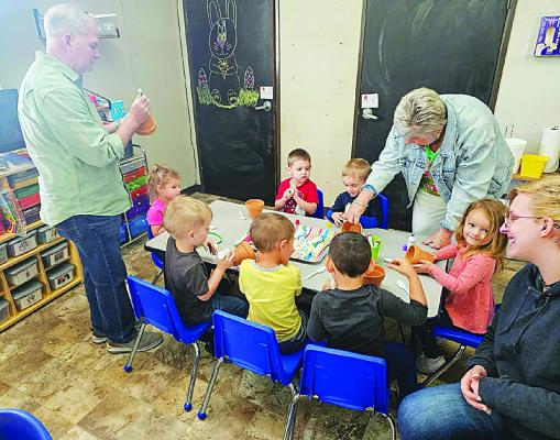 Fort Towson Head Start celebrated Earth Day with visitors from Choctaw Electric, who helped them decorate flower pots and planting flowers!