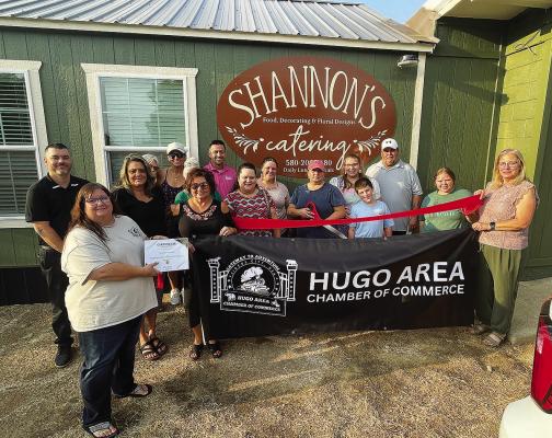 The Hugo Area Chamber of Commerce, along with city officials, recently welcomed Shannon’s Catering with a ribbon cutting ceremony. Shannon’s is located at 1004 W. Jackson St. in Hugo, and offers daily specials. Hours are from 7 a.m. to 5 p.m. Monday through Friday.