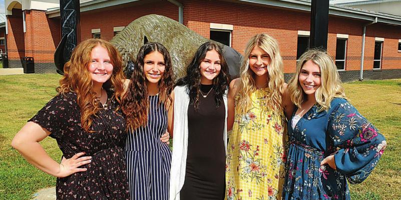 QUEEN CANDIDATES pictured (l to r) include: Zoe Gilmore, Tristan Pelletier, Kaylie Driggers, Rylee Beason and Kayla Loftin.