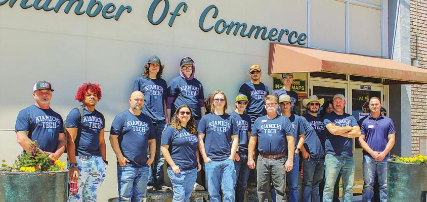 Kiamichi Technology Center’s Diesel Technology Program (with instructor Homer Chapman), Auto Collision Technology Program (with instructor Dustin Teague), Heavy Equipment Operator Program (with instructor Tanner Lester), and the Pre-Engineering Program (with instructors Steve Hardy and Roger Goza) assist with the Chamber’s beautification day.