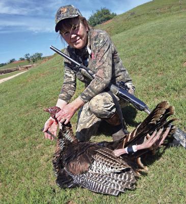 HUGO HUNTER SHEILA KIDD continues to bring home the game as she bagged this TOM during the spring hunting season. It sported a 10-inch beard. Photo Contributed