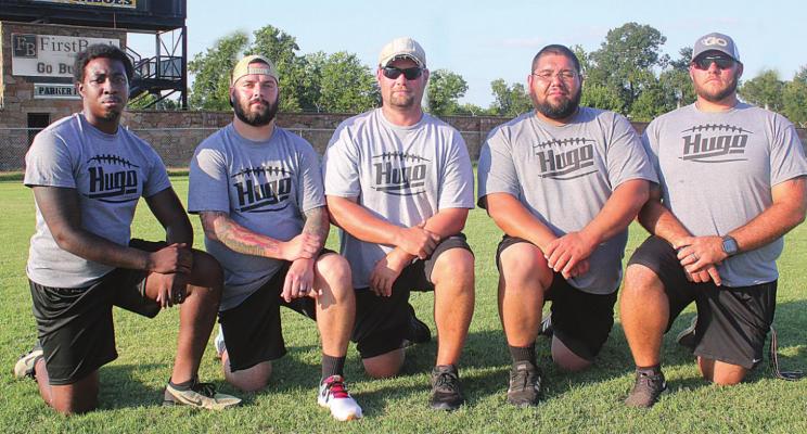 COACHING STAFF includes (l to r): Dante Dangerfield, Cody Tramble, head coach Krystopher Gross, Derek McKinney and Cody Gilmore.