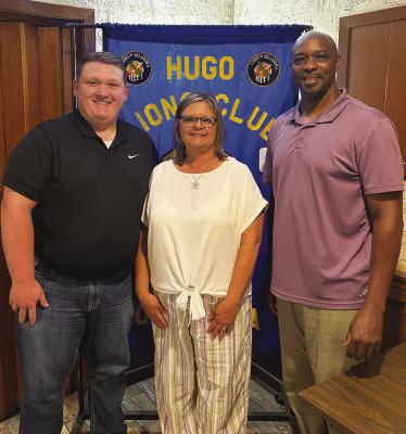 recently welcomed new member Dusty Williams (center). Chris Scott (right) was recognized for his service as outgoing Club President, and Royce Chandler (left) was welcomed as the incoming president and will lead the Lions Club for the upcoming term. The Hugo Lions Club looks forward to continuing its service to the community through its members and leadership. To become a member, contact Royce Chandler at 580.326.9641.