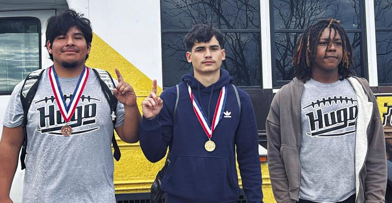 HUGO BUFFALO POWER-LIFTERS State Qualifiers: Chance Baker 3rd place - 275 lb. class. Noah Allred 1st Place - 157 lb. Class. Ladellreon Daniels - At Large Qualifier. — Photos Courtesy