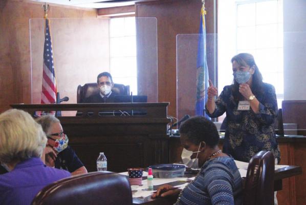 COUNTY ELECTION board officials spent last Thursday afternoon in the courtroom, recounting ballots from the Aug. 25 Senate District 5 election. According to Choctaw County Election board secretary Carol Hanson (pictured), the recount revealed no changes. Hugo News / Krystle Taylor