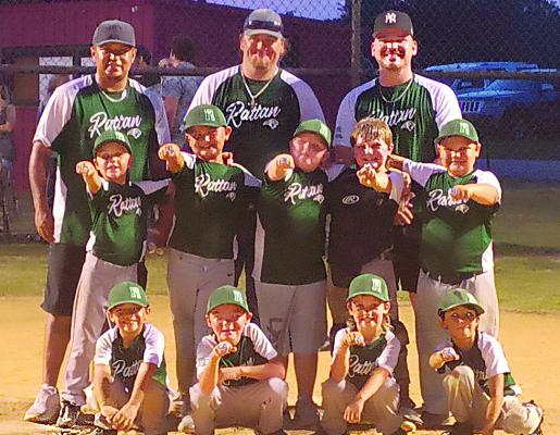 8U RUNNER-UP CHAMPS! The Rattan Rams 8U team recently garnered second place in the post season tournament (Coach Pitch). Members of the team include: Coaches Jordan James, Clint Bergstrom, Nick Hall. Players are Mason Hillburn, Brice Self, Isaiah Bagley, Wyatt Hudson, Eli Moore, Lacyn Jones, Axton James, Tyge Sanford, Wyatt Bergstrom. (Photo Contributed)