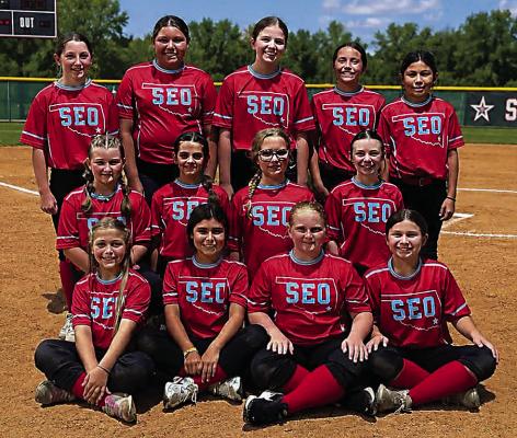 THE SOUTHEAST OKLAHOMA 10U team recently travelled to Brownfield, Texas, where they won all three tournament games. Members of the team include: Baylee Reynolds, Brinlee Snow, Emerson Robertson, Isabella Barbera, Jaylee Harmon, Jenili Rivera, Kamree Self, Kayden Simpson, Kaylie Russell, Melanie Miller, Paisleigh James, Shiloh Crow, Zoey Crow. Coaches include Silas Crow, Shelbie Crow, Kolton Russell and Paul Crow. Contributed Photo