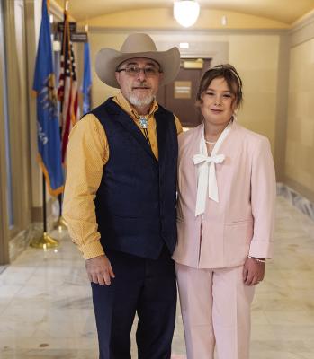 Rep. Justin Humphrey with Riley Rudder, the Oklahoma 4-H Junior Secretary of State for 2026 at the State Capitol. See Page 3A for more info.