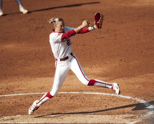 OU SOONERS STAR PITCHER SAM LANDRY continues to rack up honors and awards as the team prepares for their first SEC Tournament. Oklahoma Daily Photo / Bob Nguyen
