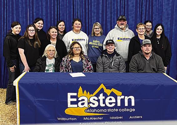 During the Choctaw County Premium Livestock Show, Autumn Diggs signed with Eastern Oklahoma State to join their Livestock Judging Team this fall.