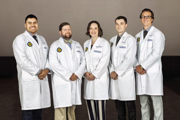 Pictured are: Drs. Gutierrez, Cruse, Gray, Stacy, and McIntosh graduate and remain with the Choctaw Nation.