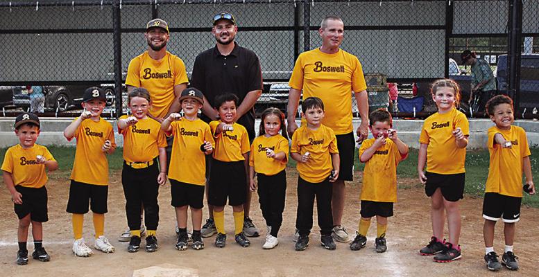 Boswell’s T-Ball Champions include: (not in order): Taedin Brown, Kutter Bacon, Jace Bowling, Jett Bowling, Kyler Jones, Tucker Jones, Wrangler Yarbrough, Callie West, Kinlee Youngman, and Atzi Gutierrez. Photo Contributed