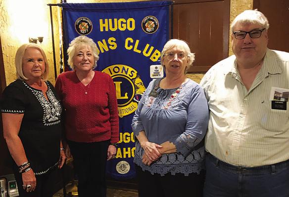 Hugo Lions Club recently hosted Pam Timmons from State Lions, who spoke about the Hough Hearing Institute in Oklahoma City. She told about hearing loss, its effects, and new treatments and technology available. She is pictured with local Lions members.