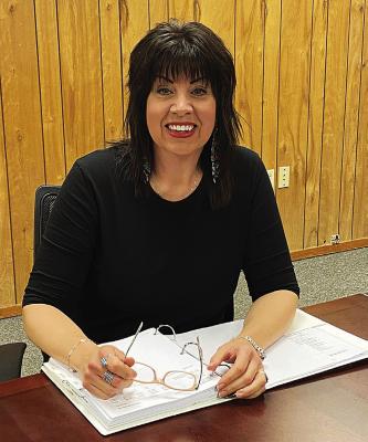 The Hugo School Board of Education’s newest member, Michele Frazier, took the Oath of Office before her first school board meeting last week.