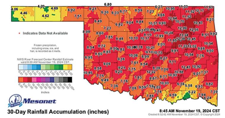 November setting rainfall records in Oklahoma