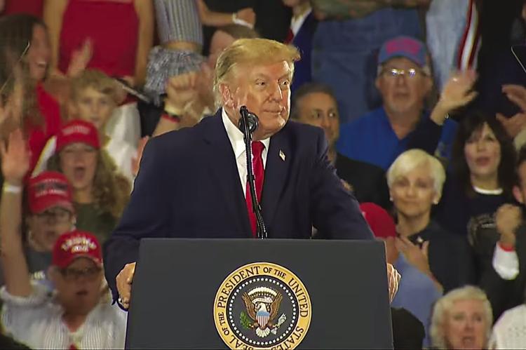 President Donald Trump traveled to the Choctaw Event Center in Durant, Okla., last Thursday evening to host a midterm political rally. Trump spoke in support of Republican gubernatorial candidate Mike Mazzei, U.S. Senate candidate Kevin Hern, and State Auditor/Treasurer candidates including Cindy Byrd. Thousands waited outside in the rain for hours before doors opened to enter the arena.