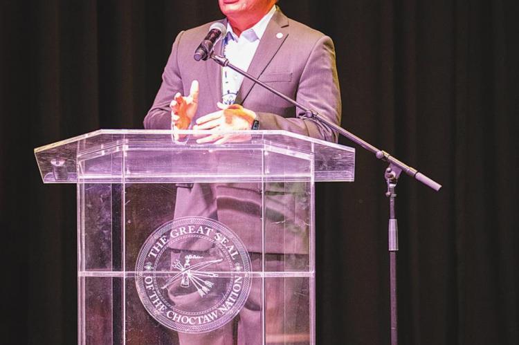 Choctaw Nation of Oklahoma Chief Gary Batton spoke to the crowd during the aviation technology conference held last week. Photo Courtesy / Choctaw Nation