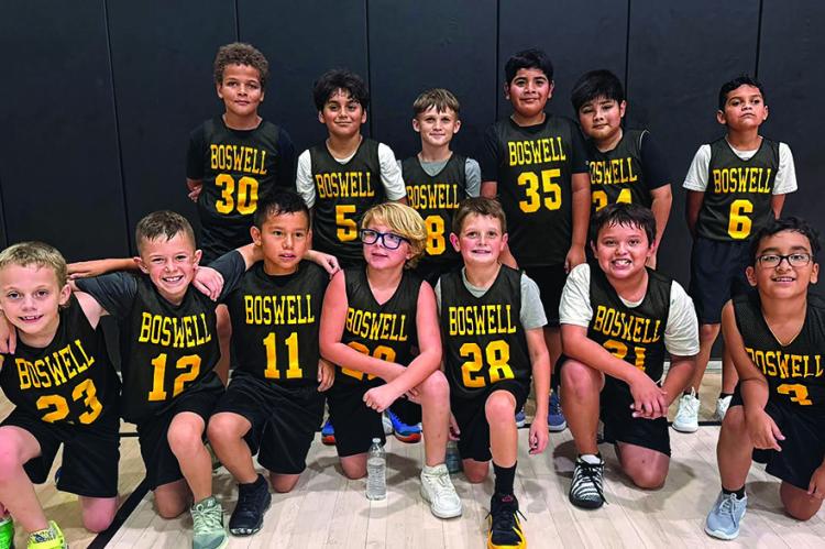 THESE YOUNG BOSWELL SCORPIONS brought home some tournament hardware over the weekend with the Consolation Tournament trophy from the Caddo Tournament. Team members pictured include: (top, l-r) Graeson Owens, Oscar Rubio, Nash Jones, Kruz Pantoja, Samual Rubio and Liam Rubio. (Front, l-r) Brantley Westmoreland, Jaxon Pierce, Dash Lemmons, River Bishop, JJ Irwin, Aceson Simes and Carlos Correa. The team is coached by McKlaine Marquez.