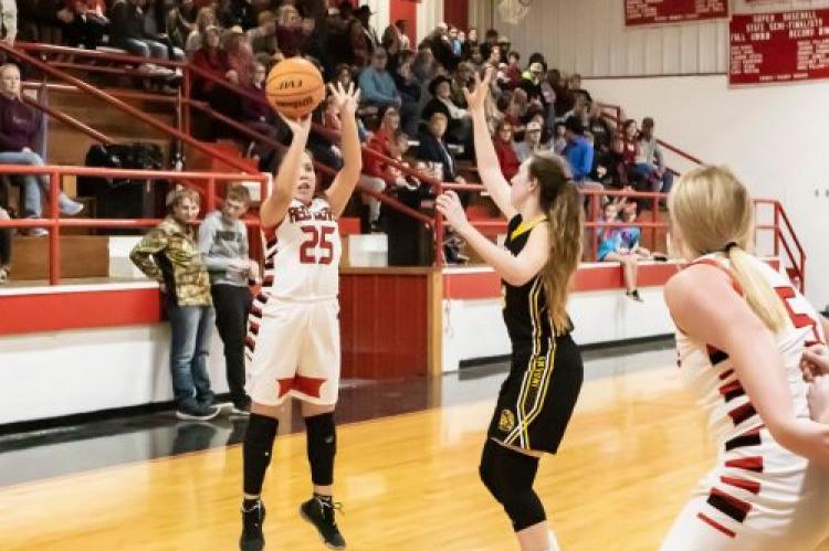 Soper’s Kamryn Sellers knocked down a buzzer beating three to end the third quarter for the Lady Red Bears last Thursday night.