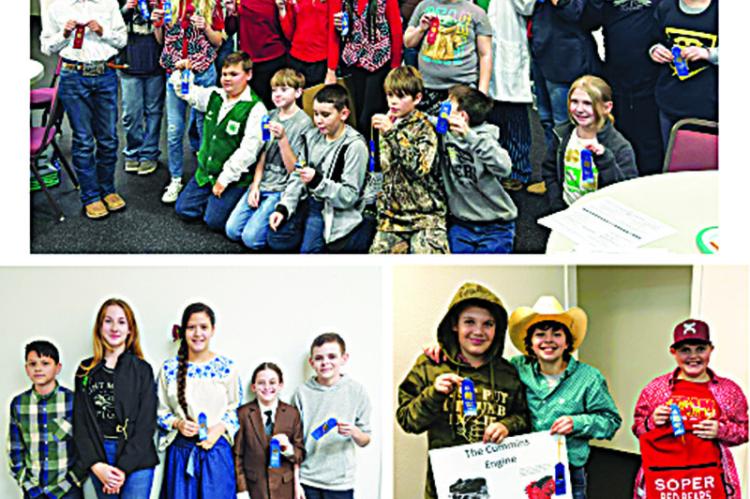 Choctaw County 4-H Members from Fort Towson (top), Boswell (lower left), and Soper (lower right) celebrate after the awards ceremony at the 2024 Choctaw and Pushmataha County Speech Contest in Antlers. These youth are now eligible to advance to the Southeast District 4-H Speech Competition in March. Photos Courtesy / Choctaw County 4-H Reporter, Riley Pope
