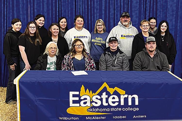 During the Choctaw County Premium Livestock Show, Autumn Diggs signed with Eastern Oklahoma State to join their Livestock Judging Team this fall.