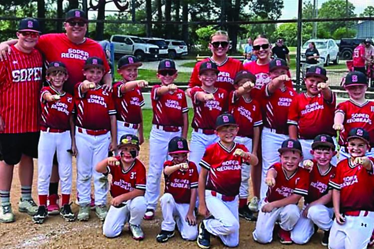 SOPER 8U BOYS — Callen Gravitt, Kase Harless, Kutter Winchester, Kawl White, Greyson Nelms, Kizer Record, Logan Penner, Koven Tuck, Brantley Hobgood, Myles May, Hank Williams, Brazen Reynolds, Oliver Burns, Zaiden Wynn, Brayden Pyle. Coaches: Rylen Connot, Parker Harless, Kabrey Harless. Photo Contributed