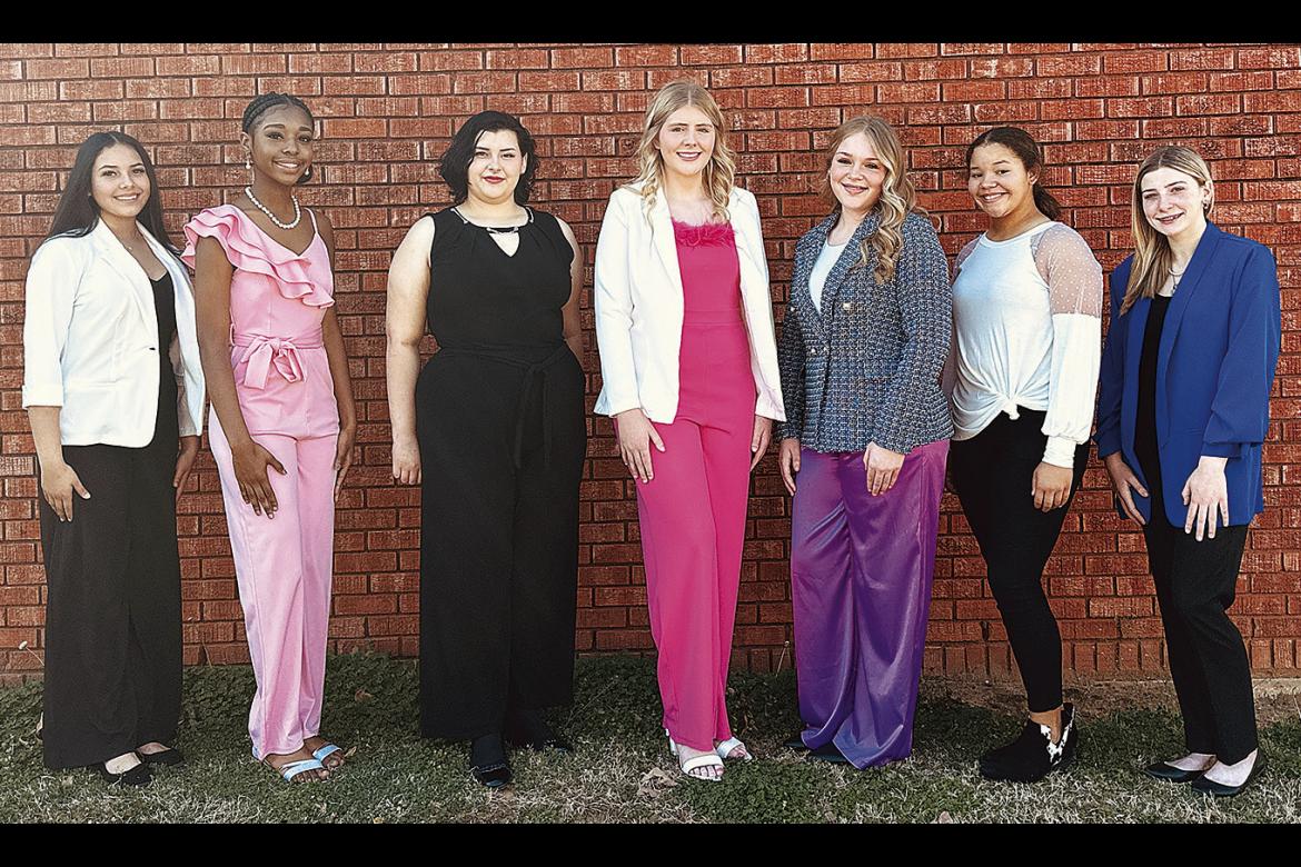 Competing for Miss Boswell High (l to r) are: Jimena Avalos, Rhyanna Williams, Emily Garrison, Chloe Pardue, Rilee Ribera, Breah Williams and Addy Testerman.
