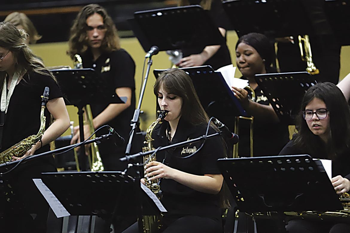 Hugo High School Band and Color Guard held their annual concert last week. Pictured are (in no order): Jaina Frost, Natalie Zamora and Ethan Wesley. More can be found inside today’s Hugo News. Photo Courtesy / Kelli Stacy