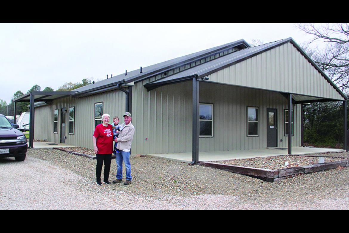 HUGO RV PARK is now open for business on the north side of the Jack Pullen Bypass just east of Hugo Elementary School. Pictured above outside the park’s new general office, co-owner Jason Taylor and Park Manager Debbie Thomson, along with Jenson Taylor, are all set to welcome new guests to the park. Campsite slips can be rented via the park’s new website: www.hugorvpark.com. Hugo News Photo / Stan Stamper