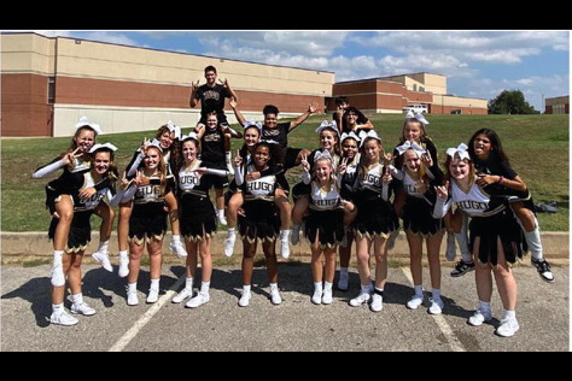 BUFFALO CHEER SQUAD HEADED TO STATE! — Members of the HHS Cheer Squad recently competed in Regional competition and earned a trip to the State meet to be held in Tulsa. Pictured above are: (L-R): Ja’Miya Johnson, Brooke Ward, Kinsley Johnson, Kacie Reynolds, Emma Early, Zaven Siñiga, Jayse Trantham, Jenna Skelton, Ali Johnson, Gabe Haley, Gracie Armstrong, EJ Spillman, Ari’Anna Scallion, Zion Siñiga, Sam Perez, MaKatlynn Sanchez, Brooklyn Brook, Jodi Emberson, Keara Nelson and Jayda Kain.
